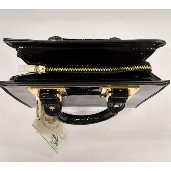 Isabelle Black Handbag with Hair Clip Zipper Closure Crossbody Bag - NWT - Picture 5 of 13